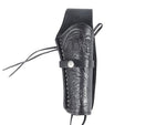 Hand-Tooled Leather Holster, 6&quot;, Black, Right Hand