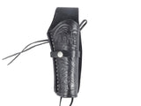 Hand-Tooled Leather Holster, 6&quot;, Black, Right Hand