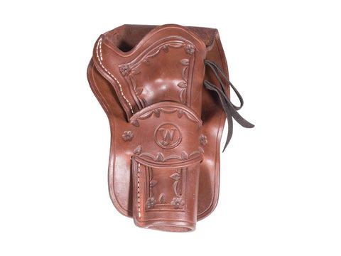 Western Justice Hand-Tooled Leather Holster, 6&quot;, Mahogany, Right Hand