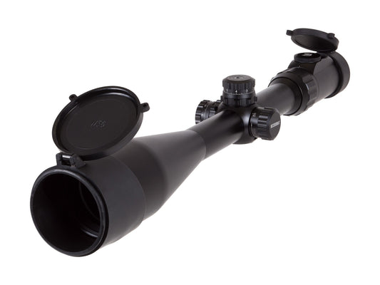 UTG 8-32x56 AO Rifle Scope, EZ-TAP, Ill. G4 Dot Reticle, 1/8 MOA, 30mm Tube, Max Strength Twist Lock Picatinny/Weaver Rings