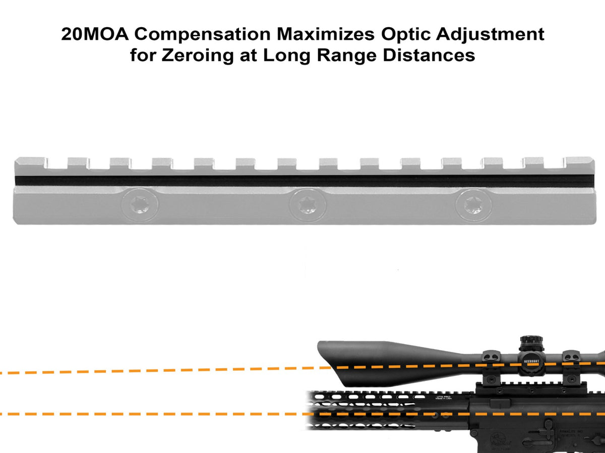 UTG Super Slim 20 MOA Elevated Picatinny Mount, 13 Slots, 0.55" High