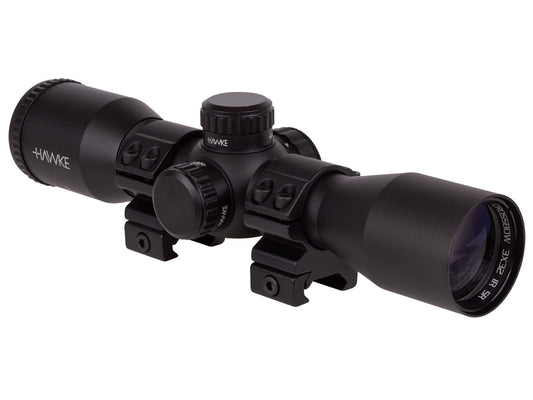 Hawke 3x32 XB Crossbow Scope, XB SR 340 FPS Reticle, 1/2 MOA, 1", Match Mounts