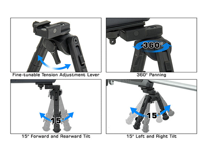 UTG Recon 360 TL Bipod, 8"-12" Center Height, Picatinny