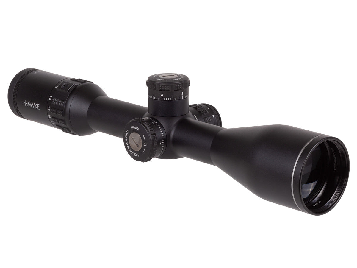 Hawke Sidewinder 30 FFP 4-16x50, Illuminated Half Mil Reticle, 30mm Tube