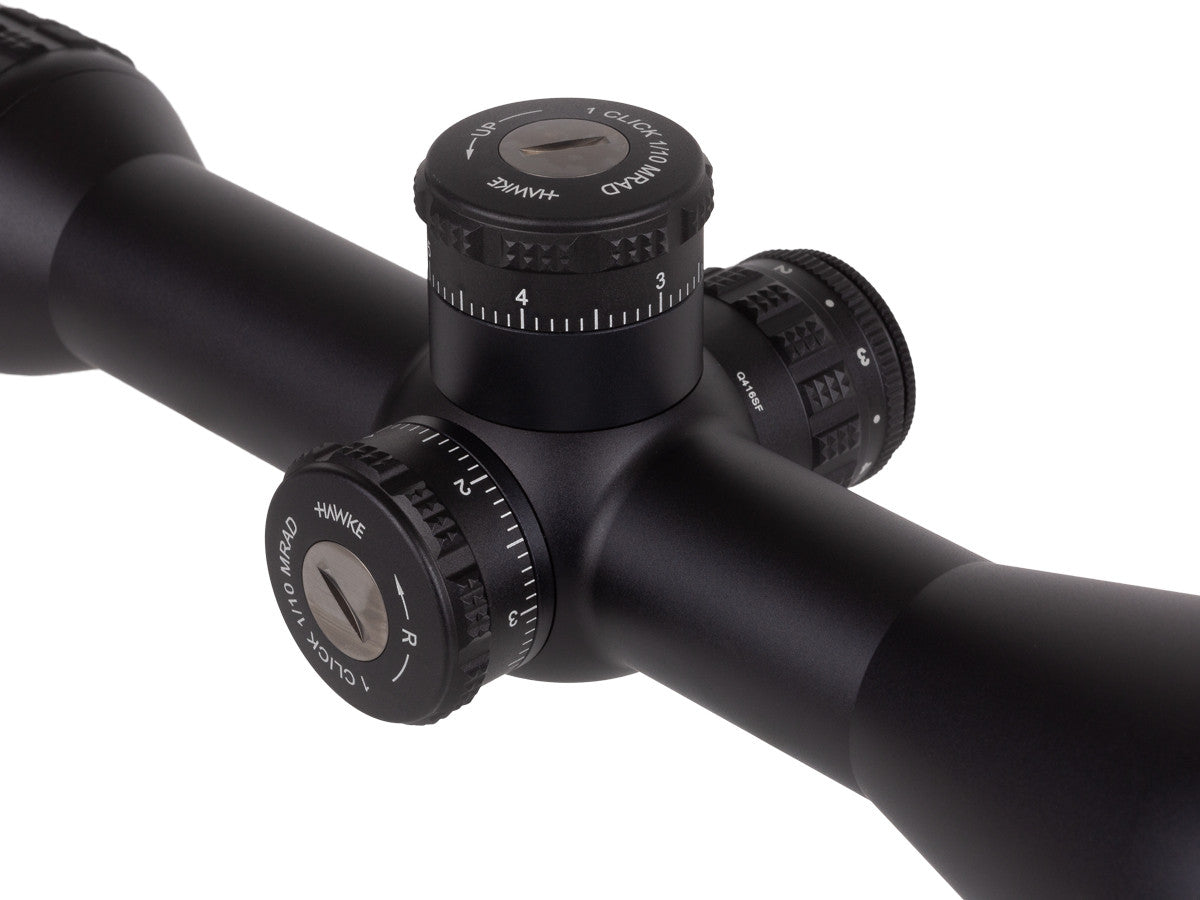 Hawke Sidewinder 30 FFP 4-16x50, Illuminated Half Mil Reticle, 30mm Tube
