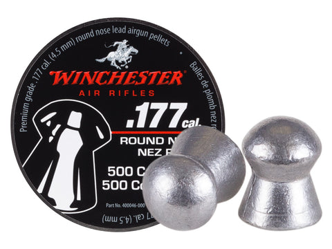 Winchester .177 Cal Pellets, 9.8 Grains, Round Nose, 500ct - Caliber 0.177