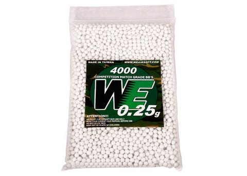 WE Competition Series 6mm Airsoft BBs, 0.25g, 4,000 Rds - Caliber 6mm