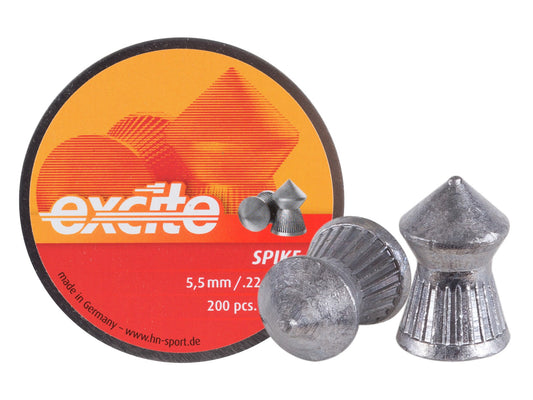 H&N Excite Spike Pellets, .22 Cal, 15.74 Grains, Pointed, 200ct - Caliber 0.22