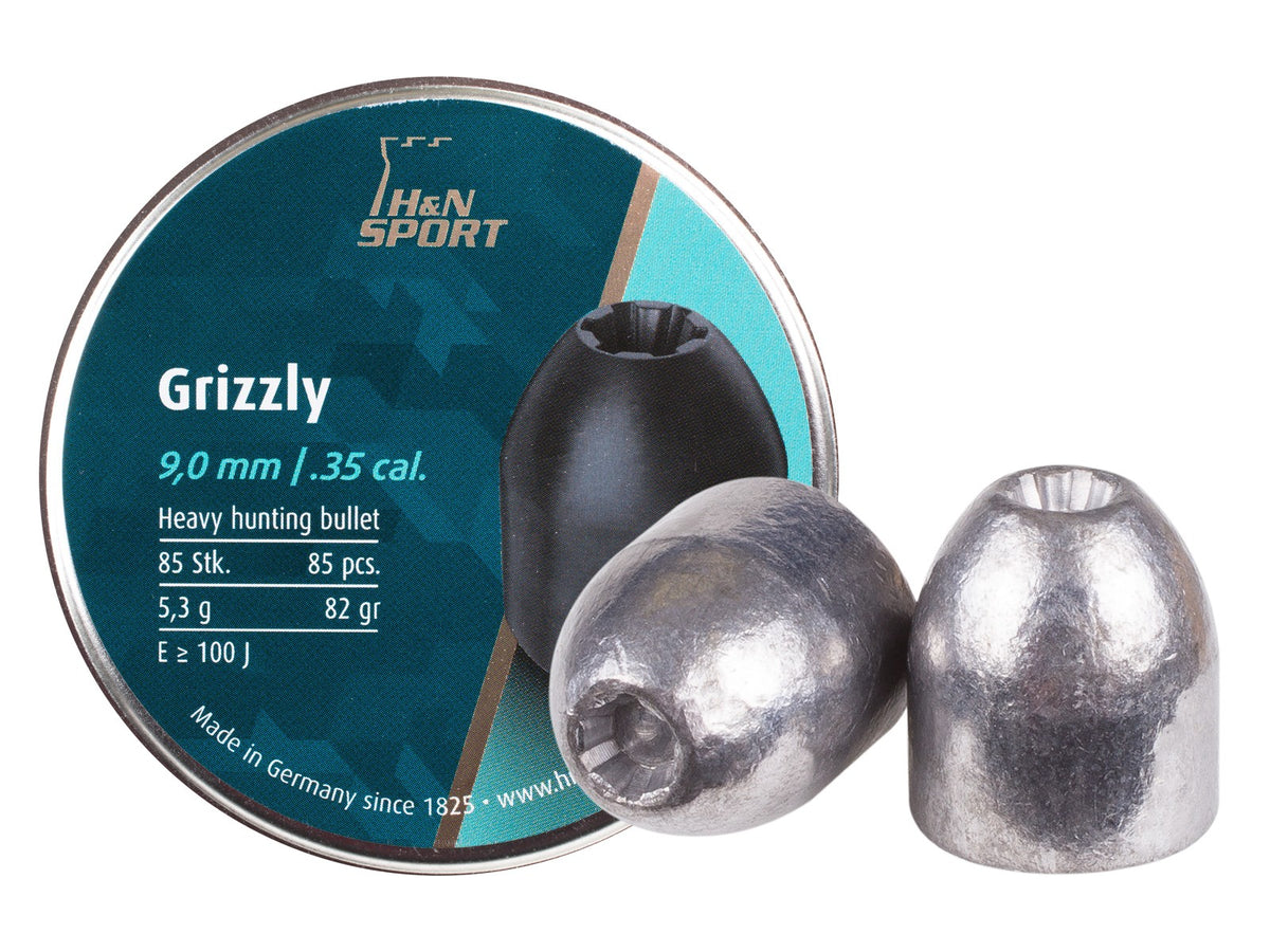 H&N Grizzly Pellets, .357 Cal, 82 Grains,  Hollowpoint, 85ct - Caliber 0.357