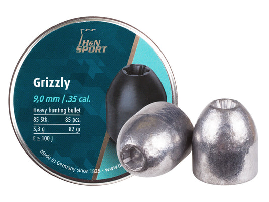 H&N Grizzly Pellets, .357 Cal, 82 Grains,  Hollowpoint, 85ct - Caliber 0.357