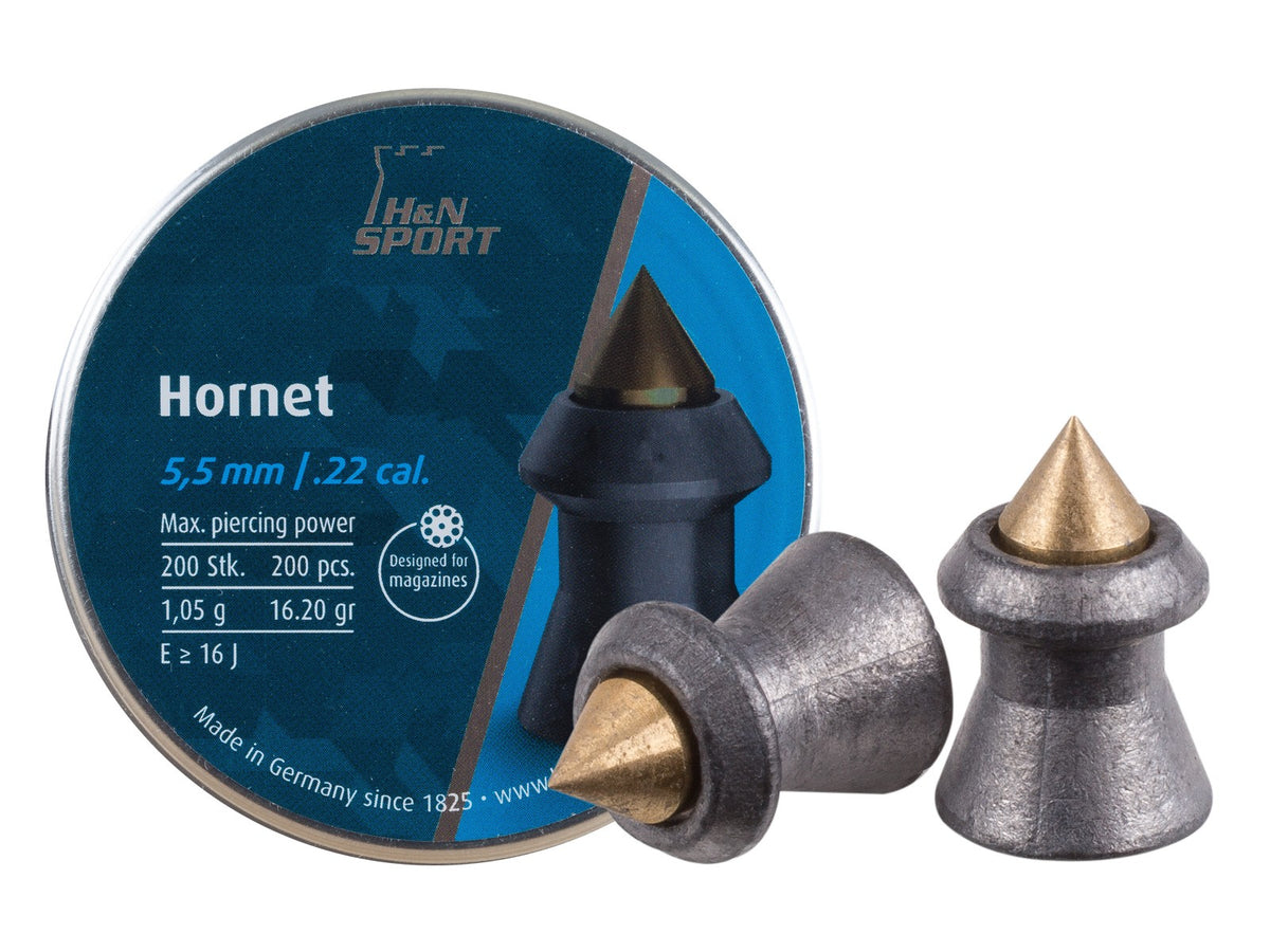 H&N Hornet Pellets, .22 Cal, 16 Grains, Pointed, 200ct - Caliber 0.22