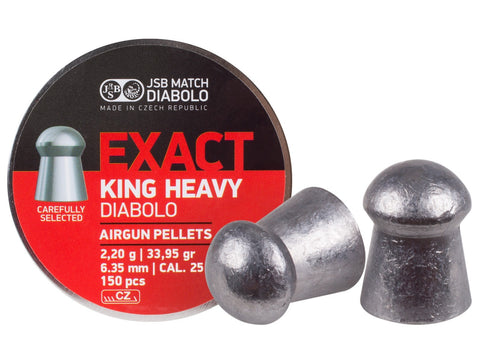 JSB Diabolo Exact King, .25 Cal, 33.95 Grains, Domed, 150ct - Caliber 0.25