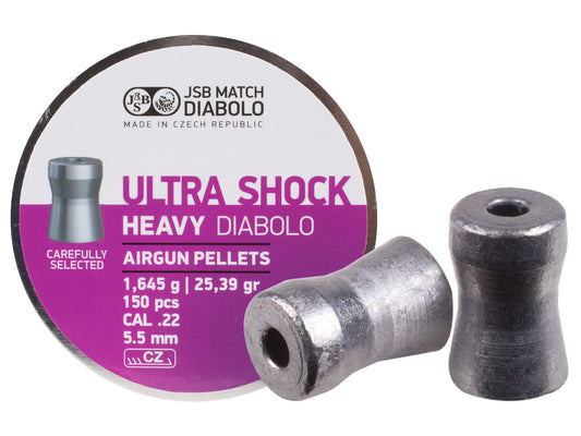 JSB Ultra Shock, .22 Cal, 25.39  Grains, Hollowpoint, 150ct - Caliber 0.22