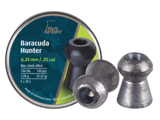 H&N Baracuda Hunter, .25 Cal, 27.47 Grains, Hollowpoint, 150ct - Caliber 0.25