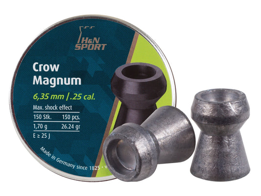 H&N Crow Magnum .25 Cal, 26.23 Grains, Hollowpoint, 150ct - Caliber 0.25