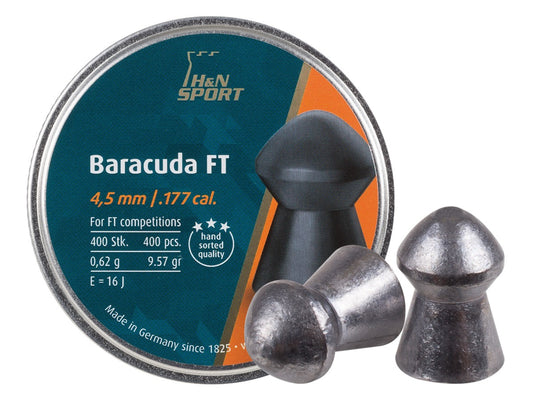 H&N Baracuda FT .177 Cal, 4.50mm, 9.57 Grains, Round Nose, 400ct - Caliber 0.177
