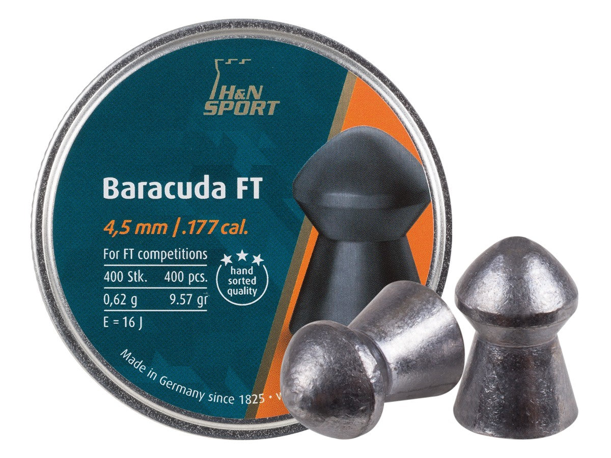 H&N Baracuda FT .177 Cal, 4.51mm, 9.57 Grains, Round Nose, 400ct - Caliber 0.177