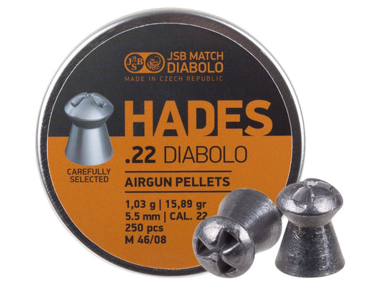 JSB Match Diabolo Hades .22 Cal, 15.89 Grain, Hollowpoint, 250 Count - Caliber 0.22