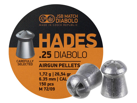 JSB Match Diabolo Hades, .25 Cal, 26.54gr, Pointed 150 ct - Caliber 0.25