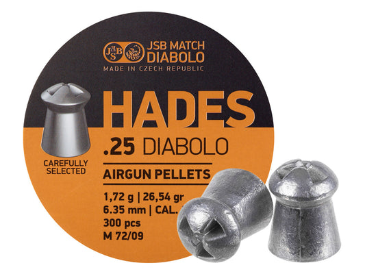 JSB Match Diabolo Hades, .25 Cal, 26.54gr, Pointed 300 ct - Caliber 0.25