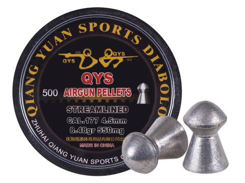 Qiang Yuan Streamline Airgun Pellets, .177, 8.48 grains, Round Nose, 500ct - Caliber 0.177