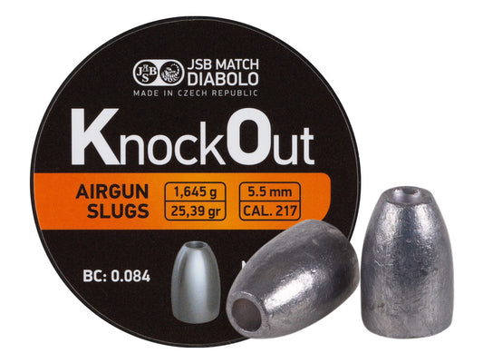 JSB KnockOut Slugs .217 Cal, 25.39gr, Hollowpoint, 200ct - Caliber 0.22