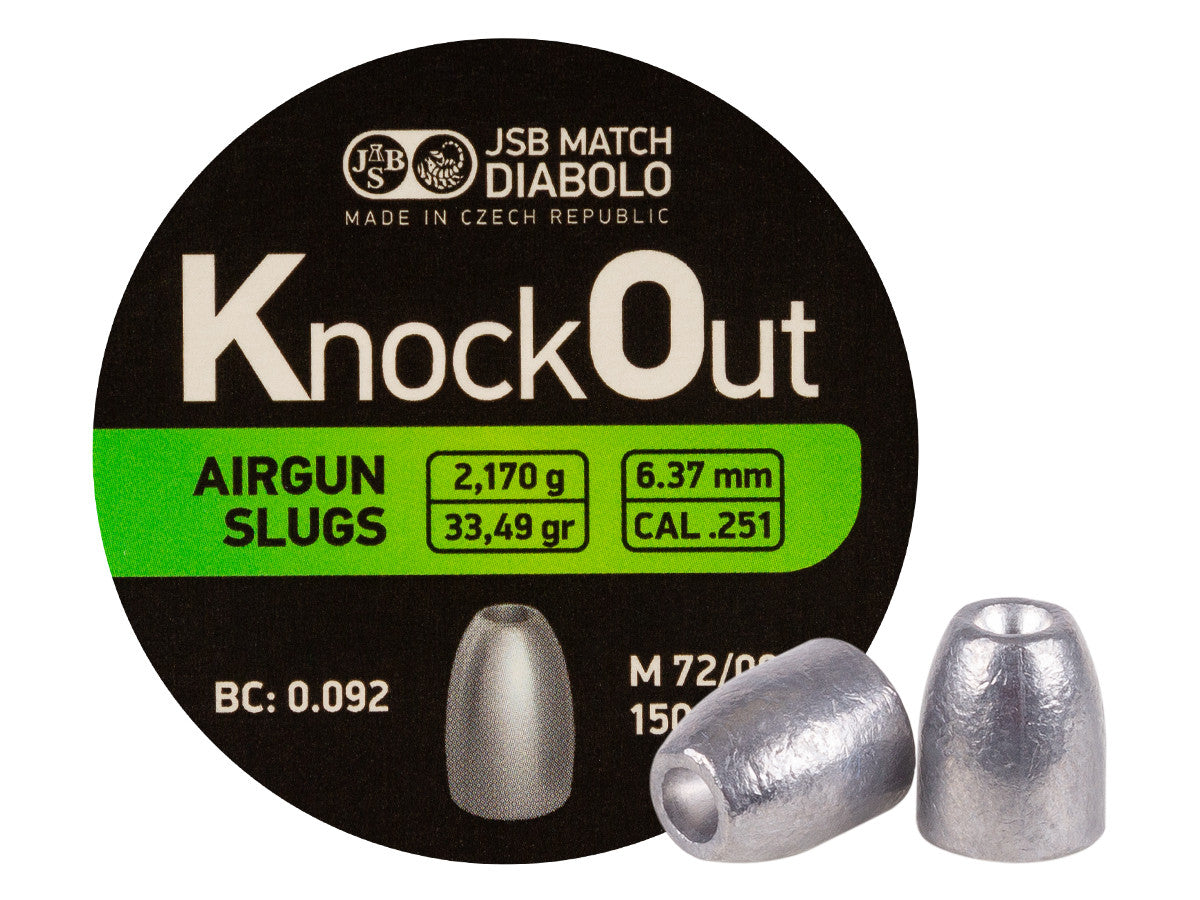 JSB KnockOut Slugs .251 Cal, 33.49gr, Hollowpoint, 150ct - Caliber 0.25