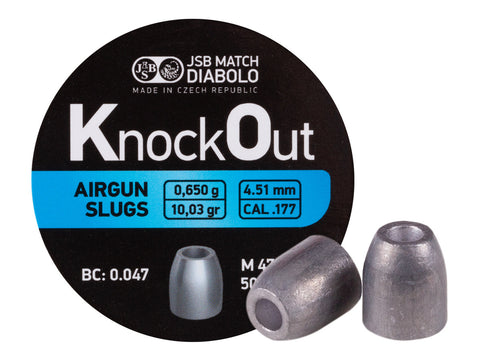 JSB KnockOut Slugs .177 Cal, 10.03gr, Hollowpoint, 500ct - Caliber 0.177