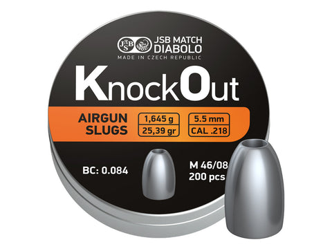 JSB KnockOut Slugs MKII .218 Cal, 25.39gr, Hollowpoint, 200ct - Caliber 0.22