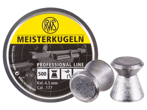 RWS Meisterkugeln Rifle .177 Cal, 8.2 Grains, Wadcutter, 500ct - Caliber 0.177