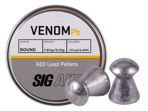 SIG Sauer Venom Pellets, .177 Cal, 7.87 Grains, Round Nose, 500ct - Caliber 0.177