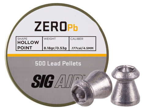 SIG Sauer Zero Pellets, .177 Cal, 8.18 Grains, Hollowpoint, 500 ct - Caliber 0.177