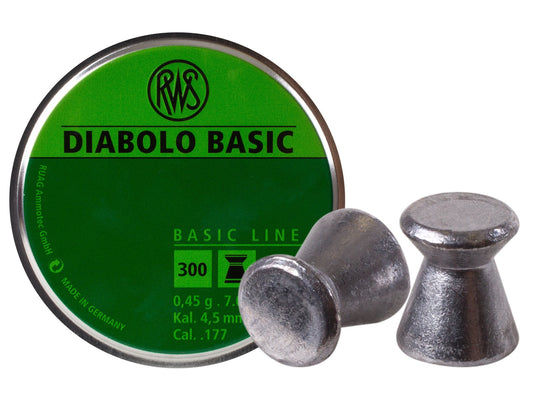RWS Diabolo Basic .177 Cal, 7.0 Grains, Wadcutter, 300ct - Caliber 0.177
