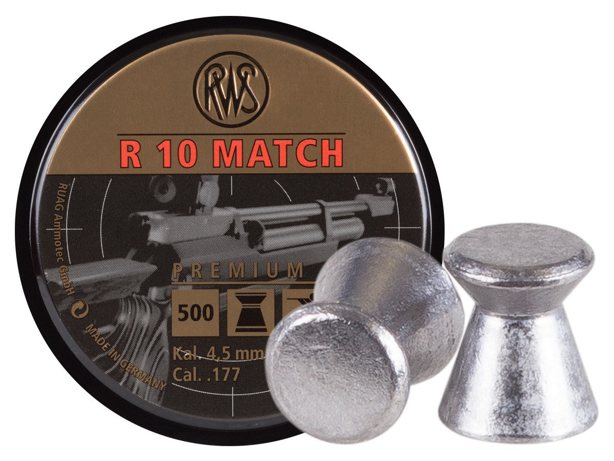 RWS R-10 Match Heavy .177 Cal, 8.2 Grains, Wadcutter, 500ct - Caliber 0.177