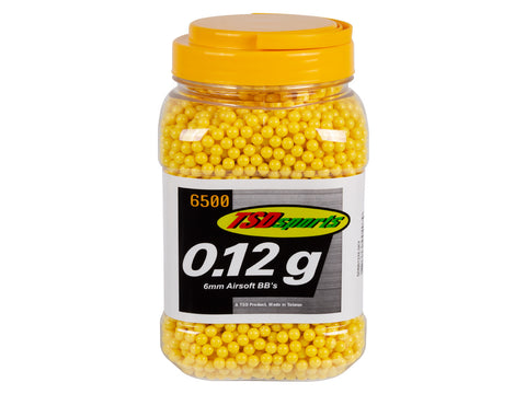 TSD Sports 6mm plastic airsoft BBs, 0.12g, 6500 rds, yellow - Caliber 6mm