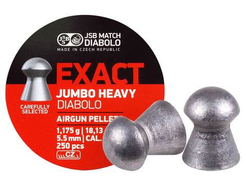 JSB Match Diabolo Exact Jumbo Heavy .22 Cal, 18.13 Grains, Domed, 250ct - Caliber 0.22