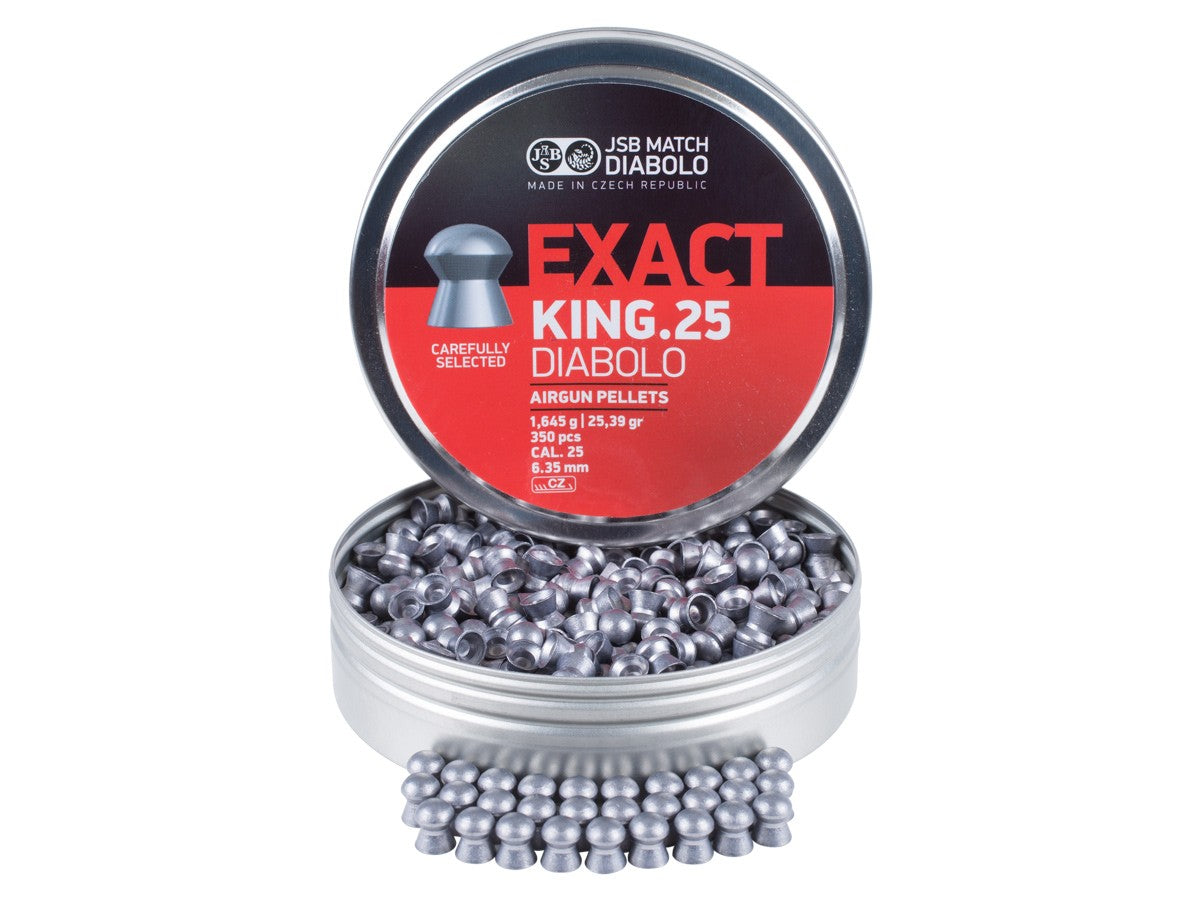 JSB Match Diabolo Exact King .25 Cal, 25.39 Grains, Domed, 350ct - Caliber 0.25