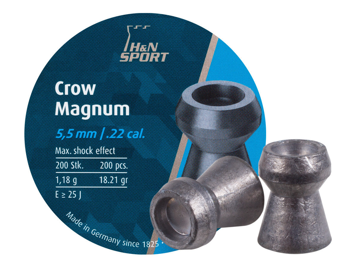 H&N Crow Magnum .22 Cal, 18.21 Grains, Hollowpoint, 200ct - Caliber 0.22