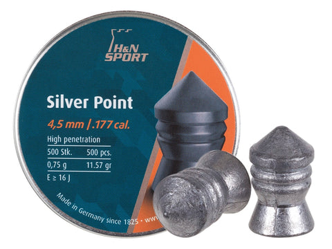 H&N Silver Point .177 Cal, 11.57 Grains, Pointed, 500ct - Caliber 0.177