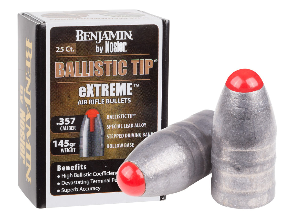 Benjamin Nosler Ballistic Tip eXTREME Air Rifle Bullet, .357 Cal., 145 Grains, Round Nose, 25ct - Caliber 0.357