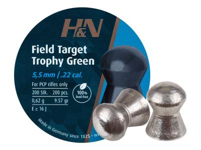 H&N Baracuda Green .22 Cal, 12.35 Grains, Domed, Lead-Free, 200ct - Caliber 0.22