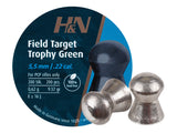 H&N Field Target Trophy Green, .22 Cal, 9.56 Grains, Domed, Lead Free, 200ct - Caliber 0.22