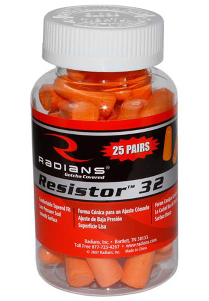 Radians Disposable Foam Earplugs, 25 Pairs, NRR 32