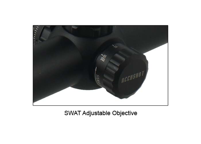 UTG 4-16x44 AO SWAT AccuShot Rifle Scope, EZ-TAP, Illuminated Mil-Dot Reticle, 1/4 MOA, 30mm Tube, See-Thru Weaver Rings