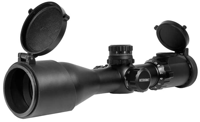 Leapers 3-12X44 AO SWAT Compact Accushot Rifle Scope, EZ-TAP, Illuminated Mil-Dot Reticle, 1/4 MOA, 30mm Tube, See-Thru Weaver Rings