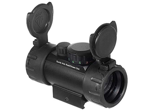 UTG 1x30mm Compact ITA Red/Green Circle Dot Sight, 1/2 MOA, Integral Quick-Detach Weaver/Picatinny Mount