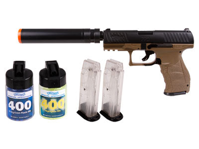 Walther PPQ Spring Airsoft Pistol Kit, Tan - FPS 300